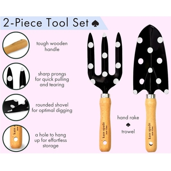 🔹️Kate Spade 🔹️ Garden Tool Set Navy blue With White Dots NWT (in box) ✨️ - Picture 1 of 6